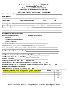 Insurance special event form
